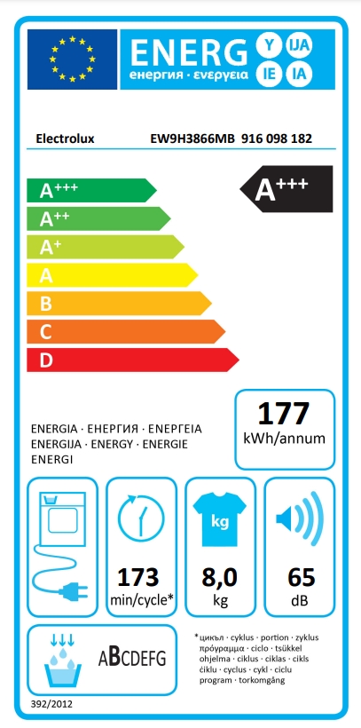 Electrolux secadora de condensación electrolux outlet ew9h3866mb con bomba de calor