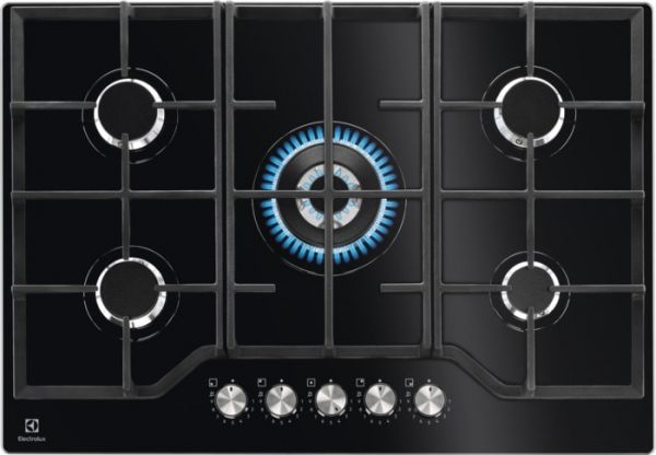 Placa Gas ELECTROLUX KGG75362K 5f 75cm Wok Negro