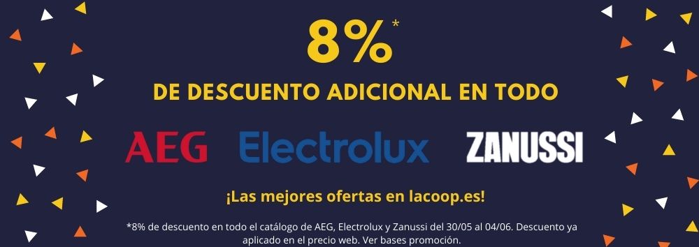 8% de Descuento en todo AEG, Electrolux y Zanussi