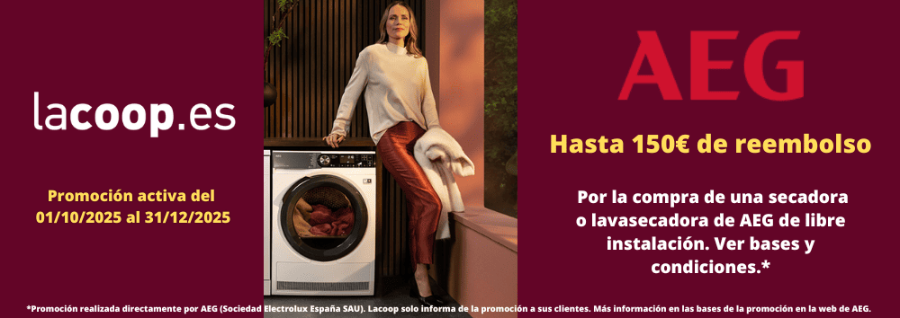 ¡Cashback AEG hasta 150€! Oferta en LACOOP