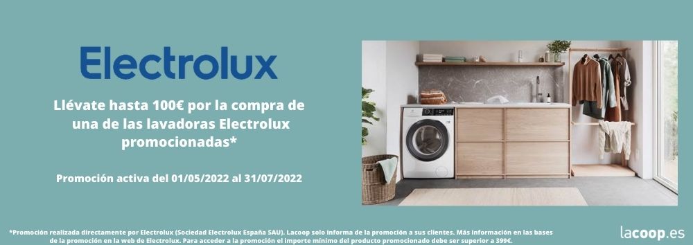 Cesta Sucio Cooperación Promoción hasta 100€ de Reembolso lavadoras Electrolux