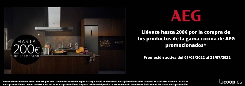 Llévate hasta 200€ por la compra de los productos de gama cocina de AEG promocionados